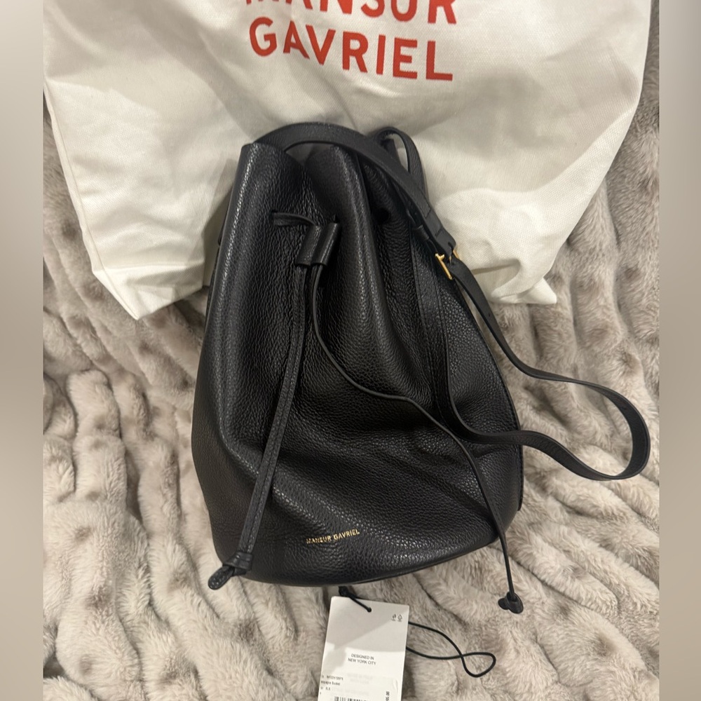Mansur Gavriel Black Leather Bucket Shoulder Bag